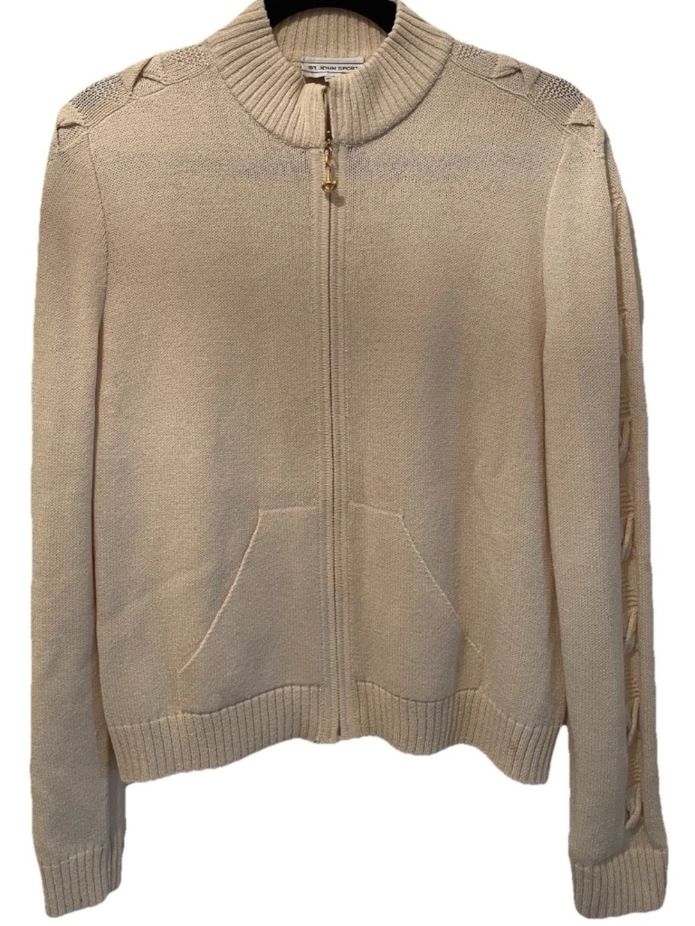 Zip-Front Cream Women's Cardigan Sweater